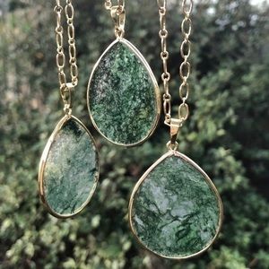 22k Gold Moss Agate Boho Necklace Handmade NWT